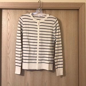 GAP cream and navy striped cardigan